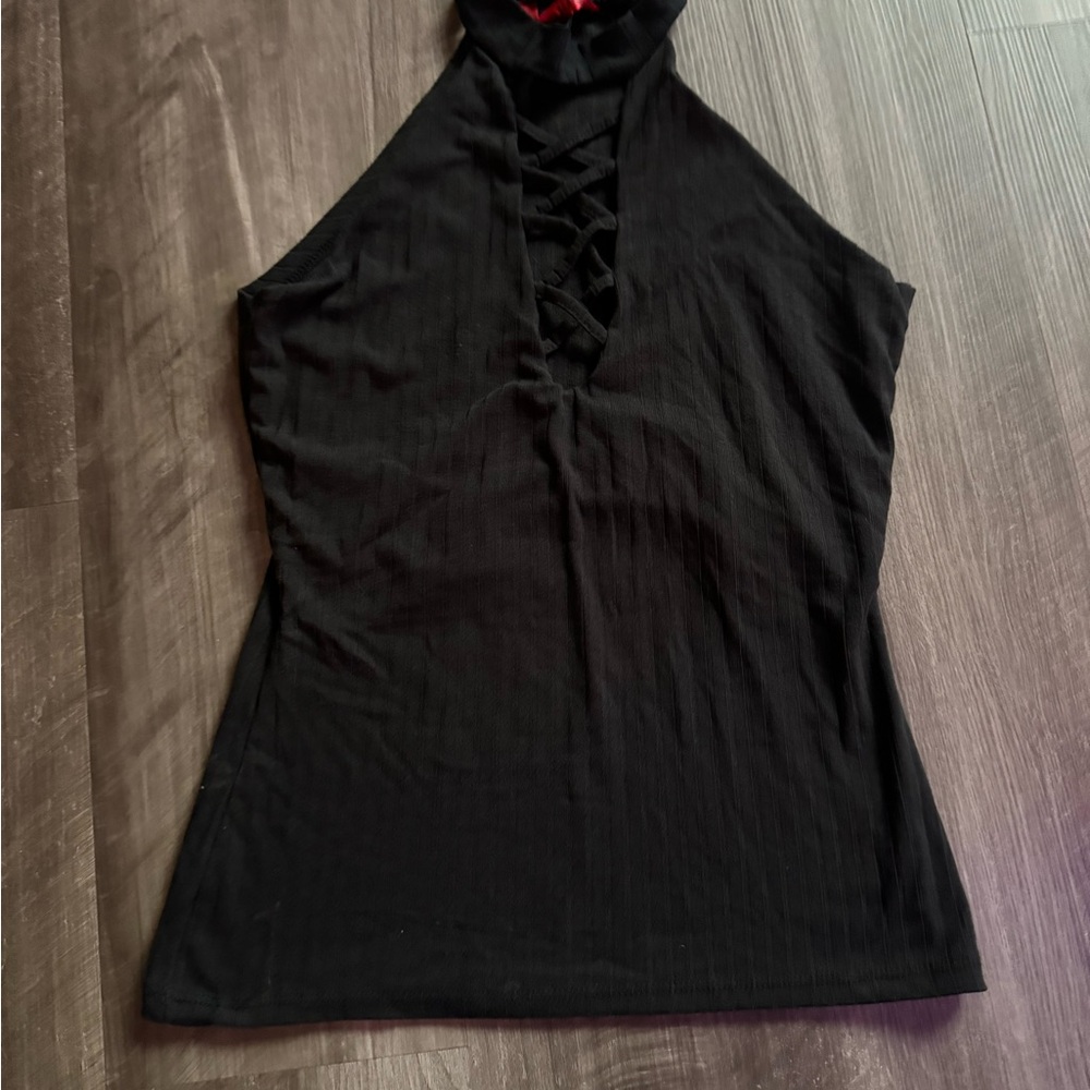Black Halter Neck Women's Top